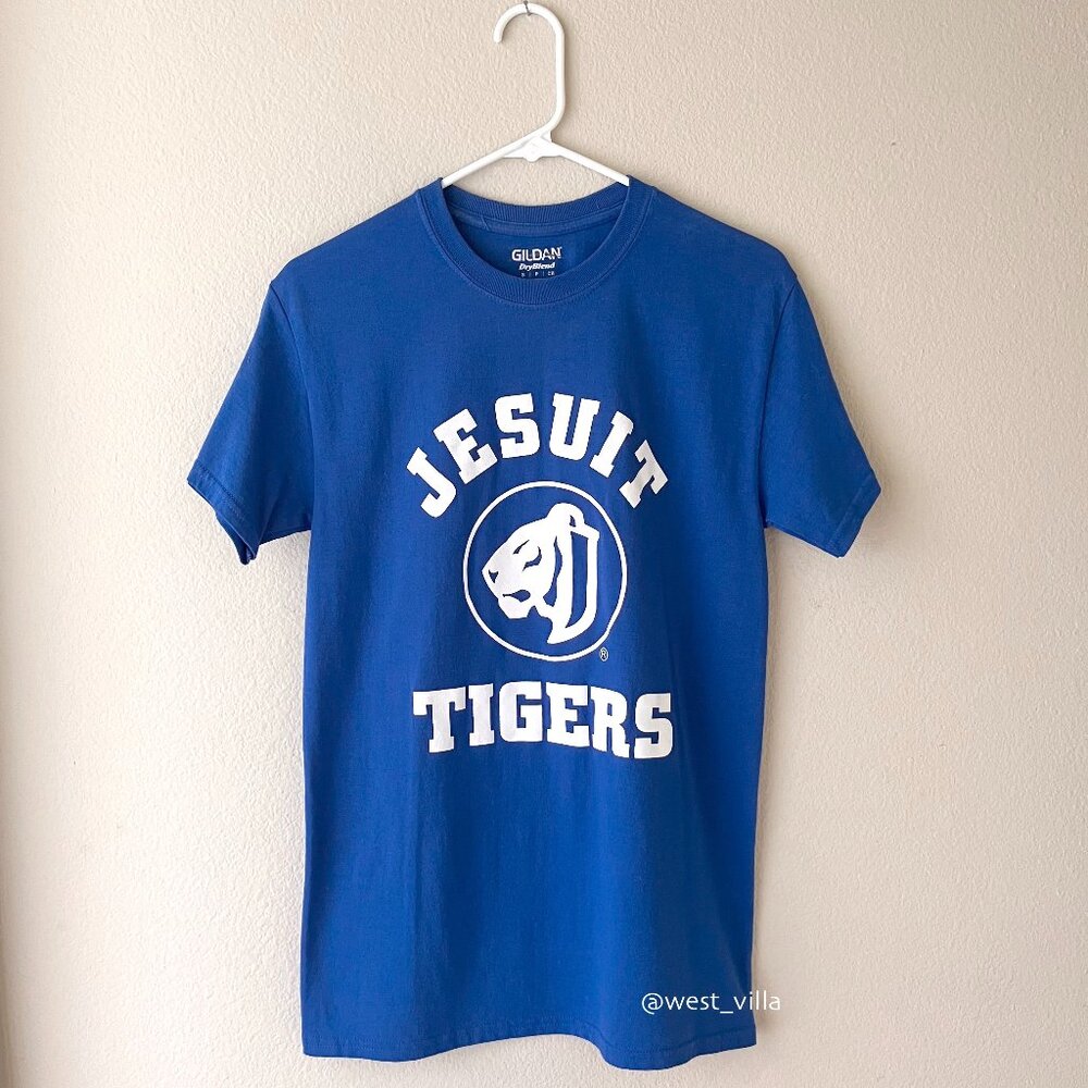Jesuit Tigers Adult Cotton Short Sleeve Tee T-Shirt Royal Blue Small